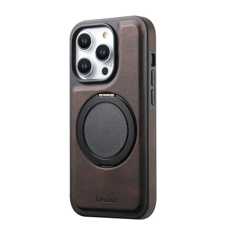 For iPhone 14 / 13 Denior A14 Skin Feel Rotating Holder MagSafe Phone Case(Brown) - iPhone 14 Cases by Denior | Online Shopping UK | buy2fix