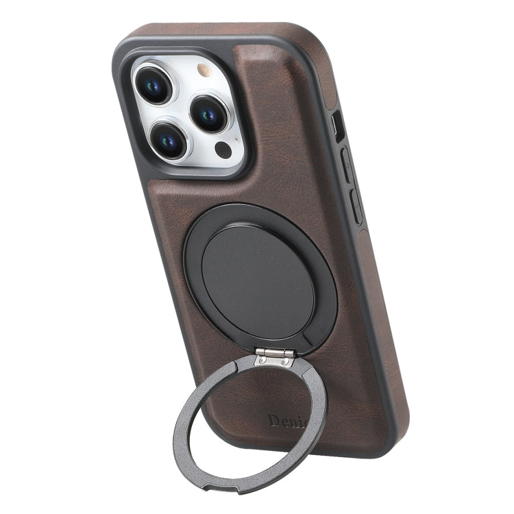 For iPhone 13 Pro Max Denior A14 Skin Feel Rotating Holder MagSafe Phone Case(Brown) - iPhone 13 Pro Max Cases by Denior | Online Shopping UK | buy2fix