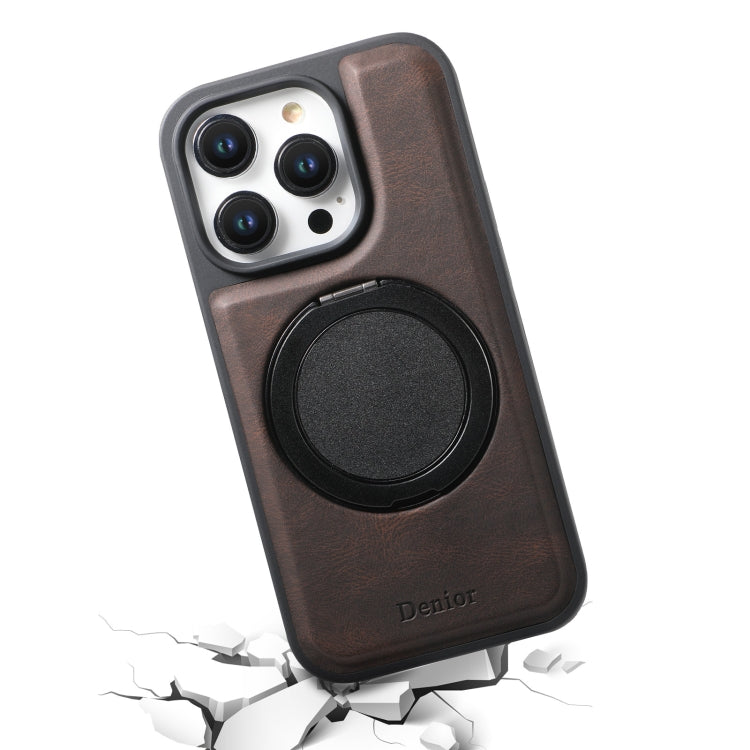 For iPhone 16 Pro Max Denior A14 Skin Feel Rotating Holder MagSafe Phone Case(Brown) - iPhone 16 Pro Max Cases by Denior | Online Shopping UK | buy2fix