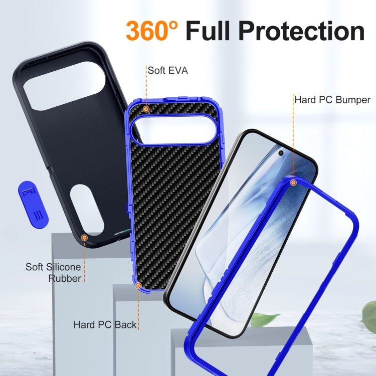 For Google Pixel 9 Pro Rugged PC + Silicone Phone Case with Holder(Dark Blue+Royal Blue) - Google Cases by buy2fix | Online Shopping UK | buy2fix