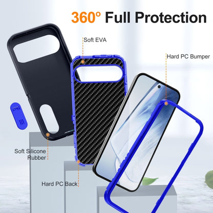 For Google Pixel 9 Pro Rugged PC + Silicone Phone Case with Holder(Dark Blue+Royal Blue) - Google Cases by buy2fix | Online Shopping UK | buy2fix