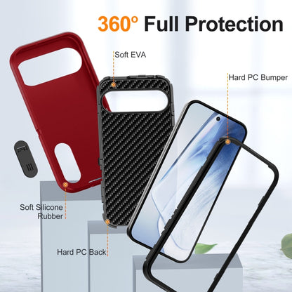 For Google Pixel 9 Rugged PC + Silicone Phone Case with Holder(Red+Black) - Google Cases by buy2fix | Online Shopping UK | buy2fix