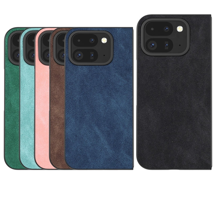 For Google Pixel 9 Pro Fold Black Frame PU Leather Full Coverage Phone Case(Black) - Google Cases by buy2fix | Online Shopping UK | buy2fix