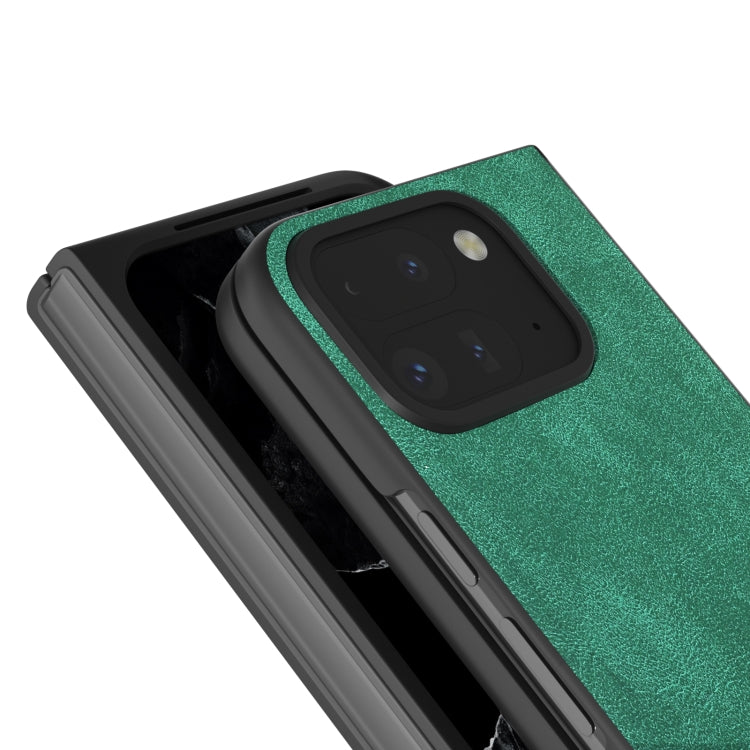 For Google Pixel 9 Pro Fold Black Frame PU Leather Full Coverage Phone Case(Green) - Google Cases by buy2fix | Online Shopping UK | buy2fix