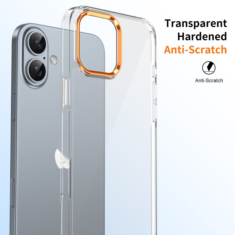 For iPhone 16 Ice Feel HD Transparent PC Full Coverage Phone Case(Orange) - iPhone 16 Cases by buy2fix | Online Shopping UK | buy2fix