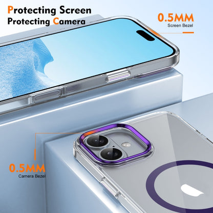 For iPhone 16 Plus Ice Feel HD Transparent MagSafe PC Full Coverage Phone Case(Purple) - iPhone 16 Plus Cases by buy2fix | Online Shopping UK | buy2fix