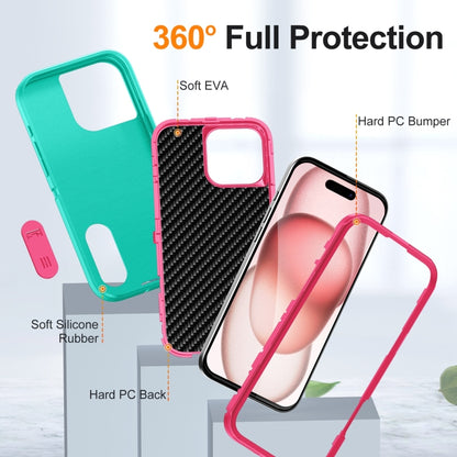 For iPhone 16 Pro Rugged PC + Silicone Phone Case with Holder(Light Green+Rose Red) - iPhone 16 Pro Cases by buy2fix | Online Shopping UK | buy2fix