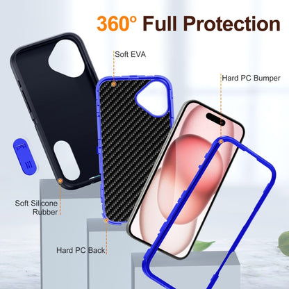 For iPhone 16 Plus Rugged PC + Silicone Phone Case with Holder(Dark Blue+Royal Blue) - iPhone 16 Plus Cases by buy2fix | Online Shopping UK | buy2fix