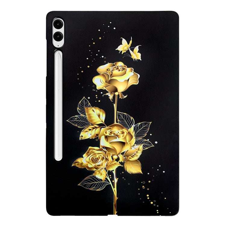 For Samsung Galaxy Tab S9+ / S9 FE+ Color Painting Pattern Smart Tablet TPU Case(Golden Rose) - Galaxy Tab S9+ Cases by buy2fix | Online Shopping UK | buy2fix