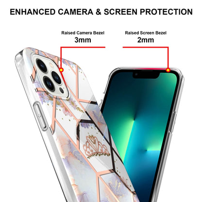 For iPhone 16 Pro Max Splicing Marble Flower IMD TPU Phone Case(Crown) - iPhone 16 Pro Max Cases by buy2fix | Online Shopping UK | buy2fix