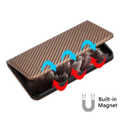 For iPhone 16 Pro Max Carbon Fiber Texture Magnetic Flip Leather Phone Case(Brown) - iPhone 16 Pro Max Cases by buy2fix | Online Shopping UK | buy2fix