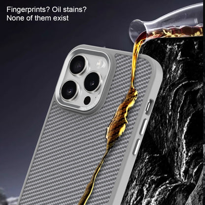 For iPhone 14 Pro Max Carbon Fiber Texture MagSafe Magnetic Shockproof Phone Case(Grey) - iPhone 14 Pro Max Cases by buy2fix | Online Shopping UK | buy2fix