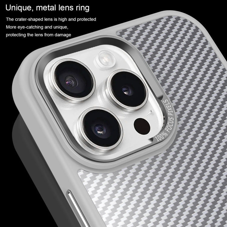 For iPhone 16 Carbon Fiber Texture MagSafe Magnetic Shockproof Phone Case(Grey) - iPhone 16 Cases by buy2fix | Online Shopping UK | buy2fix