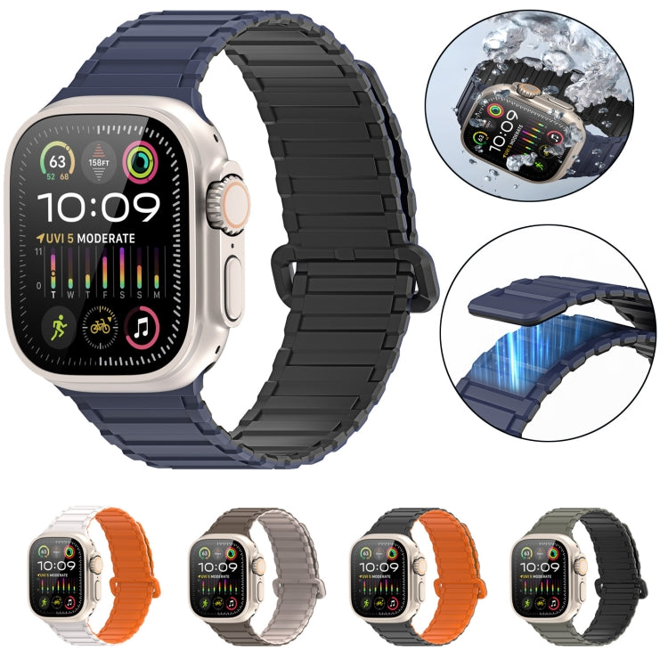 For Apple Watch Series 6 44mm DUX DUCIS KJ Series Magnetic Buckle Silicone Watch Band(Black Blue) - Watch Bands by DUX DUCIS | Online Shopping UK | buy2fix