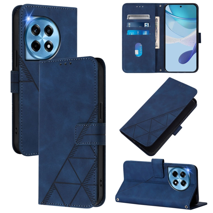 For OnePlus 12 5G Global Crossbody 3D Embossed Flip Leather Phone Case(Blue) - OnePlus Cases by buy2fix | Online Shopping UK | buy2fix