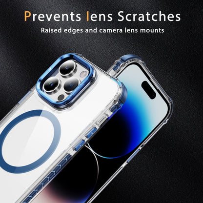 For iPhone 14 Pro Rainbow Series Transparent MagSafe Lens Holder Phone Case(Blue) - iPhone 14 Pro Cases by buy2fix | Online Shopping UK | buy2fix