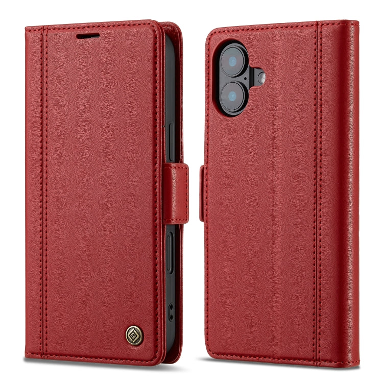 For iPhone 16 Plus LC.IMEEKE Skin-friendly Card Slots Leather Phone Case(Red) - iPhone 16 Plus Cases by LC.IMEEKE | Online Shopping UK | buy2fix