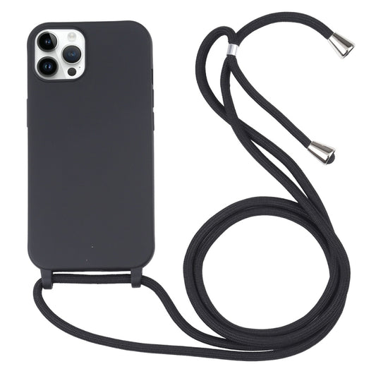 For iPhone 16 Pro Max Candy Colors TPU Protective Phone Case with Lanyard(Black) - iPhone 16 Pro Max Cases by buy2fix | Online Shopping UK | buy2fix