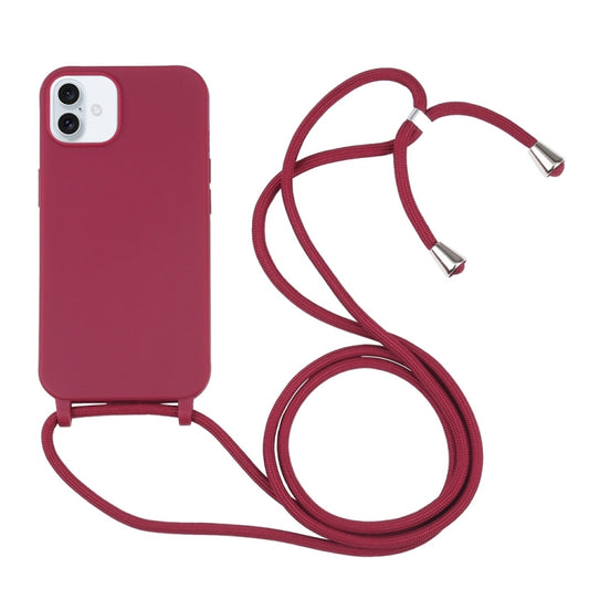 For iPhone 16 Plus Candy Colors TPU Protective Phone Case with Lanyard(Red) - iPhone 16 Plus Cases by buy2fix | Online Shopping UK | buy2fix