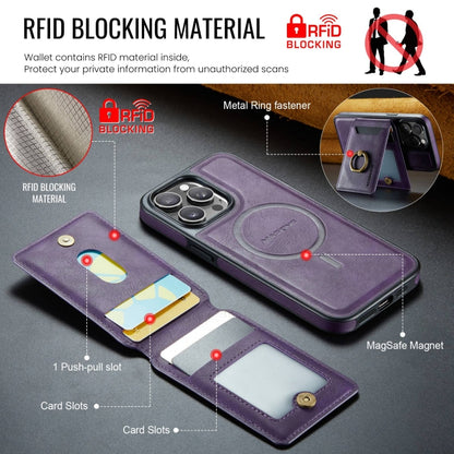 For iPhone 15 Pro Max DG.MING K1 MagSafe Detachable Wallet RFID Back Cover Phone Case(Purple) - iPhone 15 Pro Max Cases by DG.MING | Online Shopping UK | buy2fix