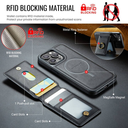 For iPhone 15 Pro DG.MING K1 MagSafe Detachable Wallet RFID Back Cover Phone Case(Black) - iPhone 15 Pro Cases by DG.MING | Online Shopping UK | buy2fix