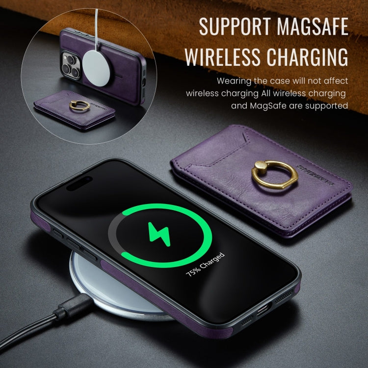 For iPhone 14 Plus DG.MING K1 MagSafe Detachable Wallet RFID Back Cover Phone Case(Purple) - iPhone 14 Plus Cases by DG.MING | Online Shopping UK | buy2fix