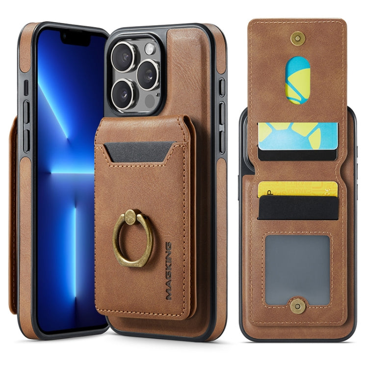 For iPhone 13 Pro Max DG.MING K1 MagSafe Detachable Wallet RFID Back Cover Phone Case(Brown) - iPhone 13 Pro Max Cases by DG.MING | Online Shopping UK | buy2fix