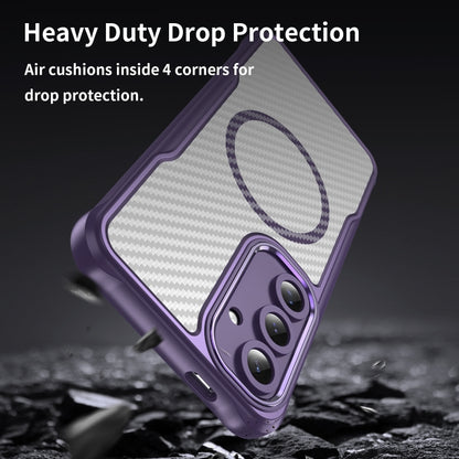 For Samsung Galaxy S24 FE 5G Carbon Fiber Texture MagSafe Translucent Phone Case(Purple) - Galaxy S24 FE 5G Cases by buy2fix | Online Shopping UK | buy2fix