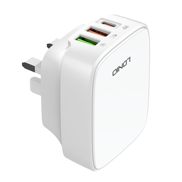 LDNIO Q334 32W Type-C + Dual USB Port Charger with 1m Micro USB Data Cable, Plug Type:UK Plug(White) - USB Charger by LDNIO | Online Shopping UK | buy2fix