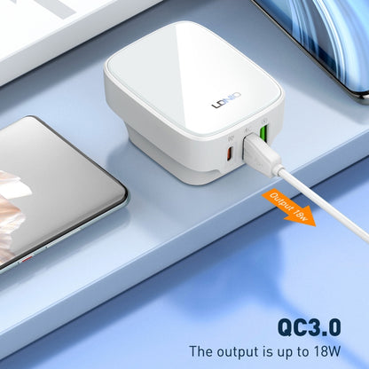 LDNIO Q334 32W Type-C + Dual USB Port Charger with 1m Micro USB Data Cable, Plug Type:US Plug(Black) - USB Charger by LDNIO | Online Shopping UK | buy2fix