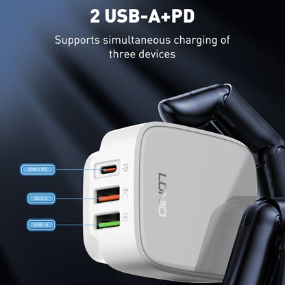 LDNIO Q334 32W Type-C + Dual USB Port Charger with 1m 8 Pin Data Cable, Plug Type:US Plug(White) - USB Charger by LDNIO | Online Shopping UK | buy2fix