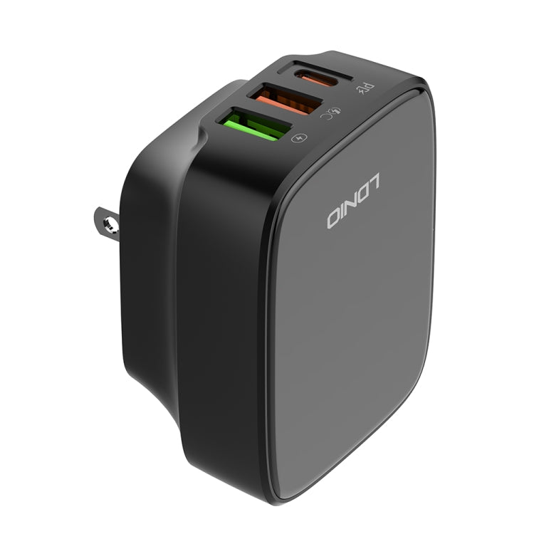 LDNIO Q334 32W Type-C + Dual USB Port Charger with 1m USB-C / Type-C to USB-C / Type-C Data Cable, Plug Type:US Plug(Black) - USB Charger by LDNIO | Online Shopping UK | buy2fix