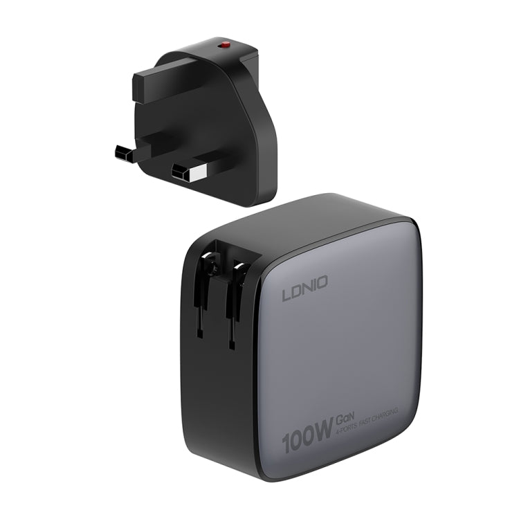 LDNIO Q408 100W GaN USB+3 USB-C / Type-C Interface Charger with 1m 100W USB-C / Type-C to USB-C / Type-C Data Cable, Plug Type:UK Plug(Black) - USB Charger by LDNIO | Online Shopping UK | buy2fix