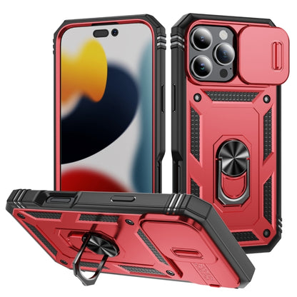 For iPhone 16 Pro Max Sliding Camshield TPU + PC Phone Case with Holder(Red+Black) - iPhone 16 Pro Max Cases by buy2fix | Online Shopping UK | buy2fix