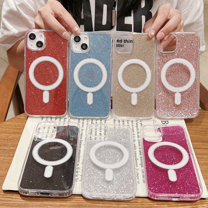 For iPhone 16 Plus Acrylic Transparent Glitter MagSafe Phone Case(Silver) - iPhone 16 Plus Cases by buy2fix | Online Shopping UK | buy2fix