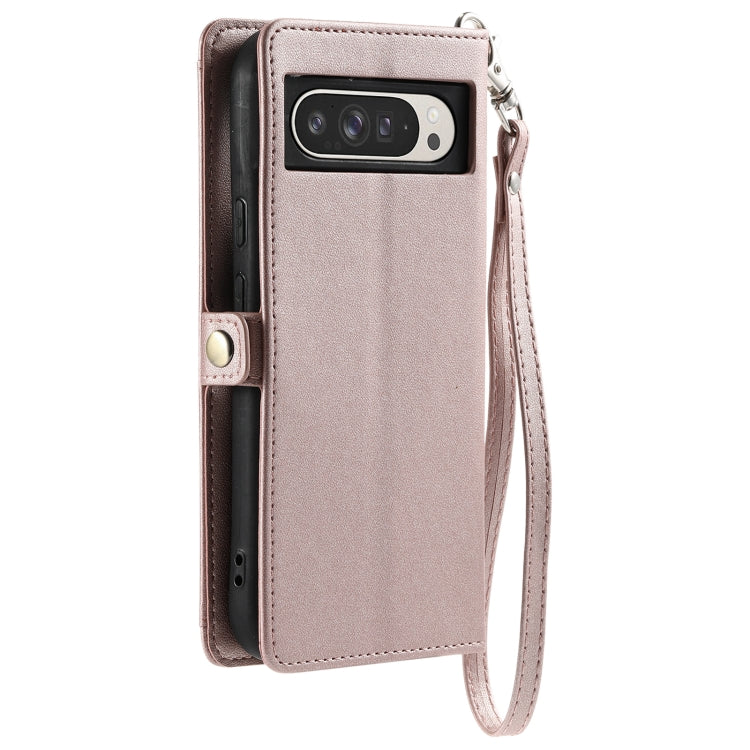 For Google Pixel 9 Pro XL Wallet Multi-card Slot Leather Phone Case with Lanyard(Rose Gold) - Google Cases by buy2fix | Online Shopping UK | buy2fix