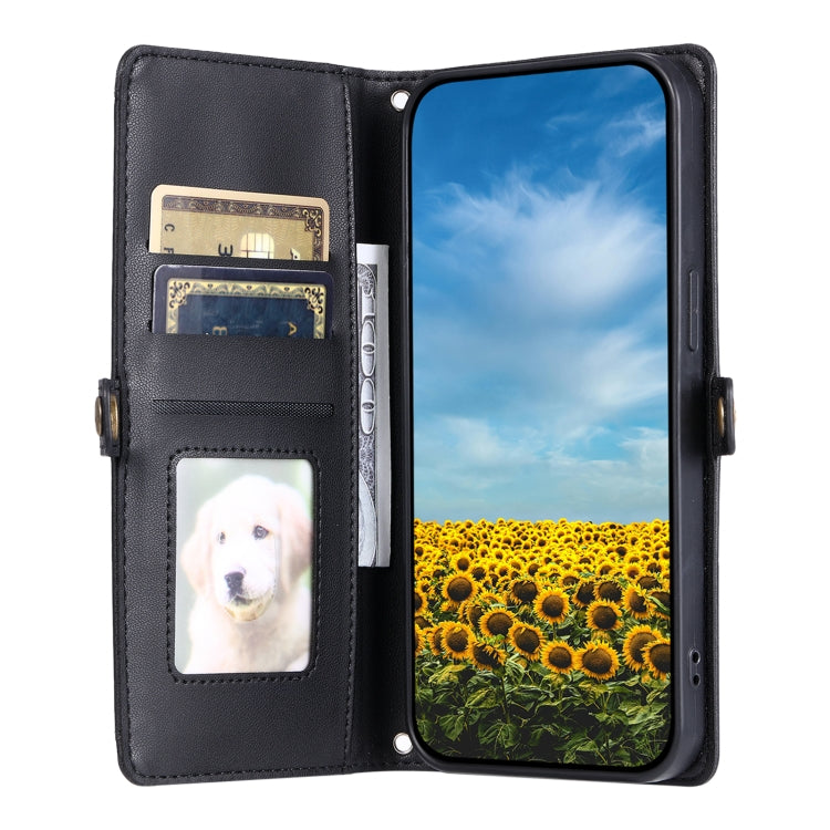 For Google Pixel 9 Pro XL Wallet Multi-card Slot Leather Phone Case with Lanyard(Black) - Google Cases by buy2fix | Online Shopping UK | buy2fix