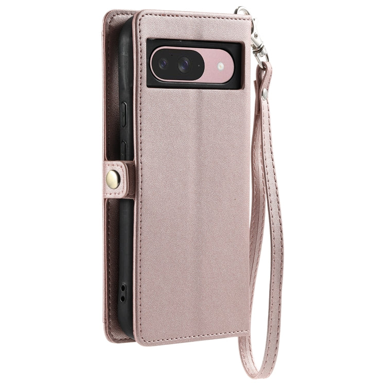 For Google Pixel 9 / 9 Pro Wallet Multi-card Slot Leather Phone Case with Lanyard(Rose Gold) - Google Cases by buy2fix | Online Shopping UK | buy2fix