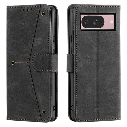 For Google Pixel 9 / 9 Pro Nail Skin Feel Stitching Calf Texture Leather Phone Case(Black) - Google Cases by buy2fix | Online Shopping UK | buy2fix