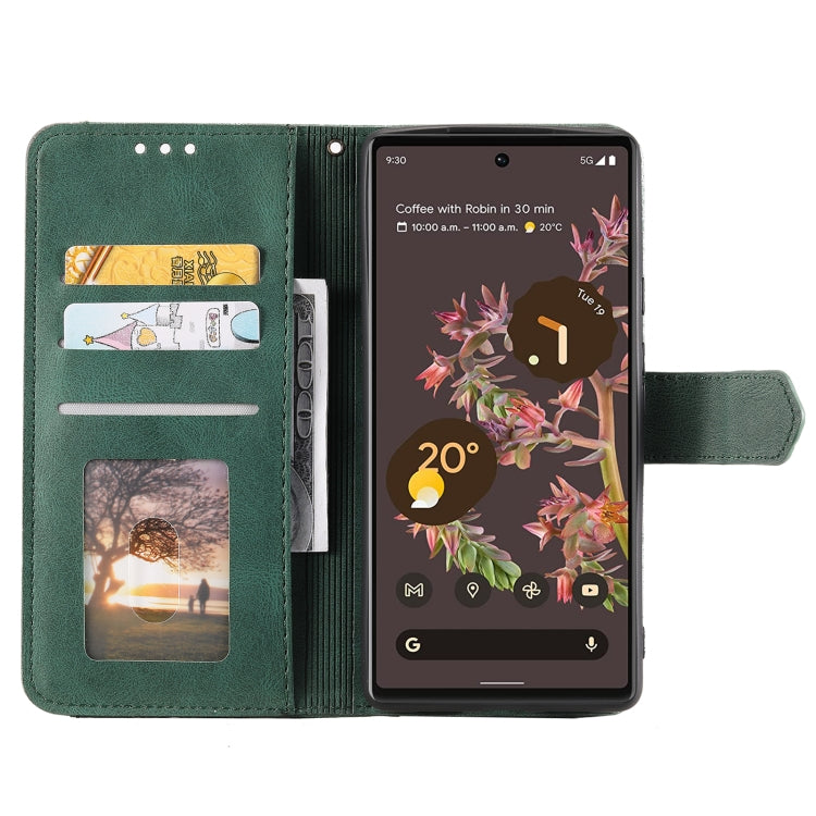 For Google Pixel 9 / 9 Pro Nail Skin Feel Stitching Calf Texture Leather Phone Case(Green) - Google Cases by buy2fix | Online Shopping UK | buy2fix