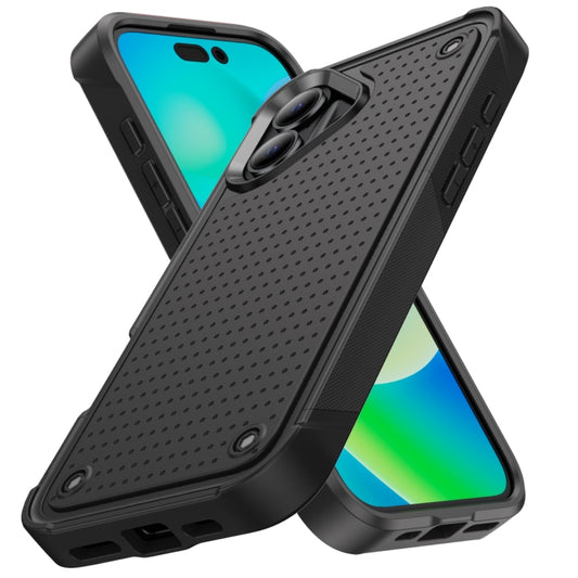 For iPhone 16 Plus PC + TPU Shockproof Protective Phone Case(Black+Black) - iPhone 16 Plus Cases by buy2fix | Online Shopping UK | buy2fix