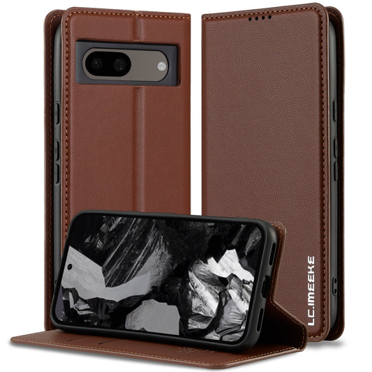 For Google Pixel 7A LC.IMEEKE L1 Series Frosted Fine Texture PU Phone Case(Brown) - Google Cases by LC.IMEEKE | Online Shopping UK | buy2fix