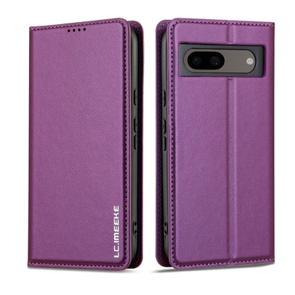 For Google Pixel 7A LC.IMEEKE L1 Series Frosted Fine Texture PU Phone Case(Purple) - Google Cases by LC.IMEEKE | Online Shopping UK | buy2fix