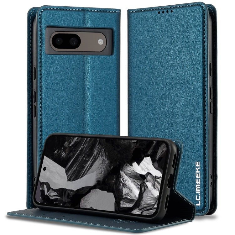 For Google Pixel 8A LC.IMEEKE L1 Series Frosted Fine Texture PU Phone Case(Blue) - Google Cases by LC.IMEEKE | Online Shopping UK | buy2fix