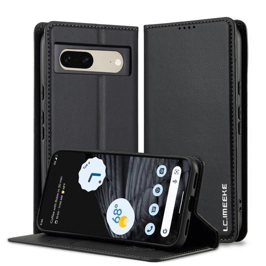 For Google Pixel 7 5G LC.IMEEKE L1 Series Frosted Fine Texture PU Phone Case(Black) - Google Cases by LC.IMEEKE | Online Shopping UK | buy2fix