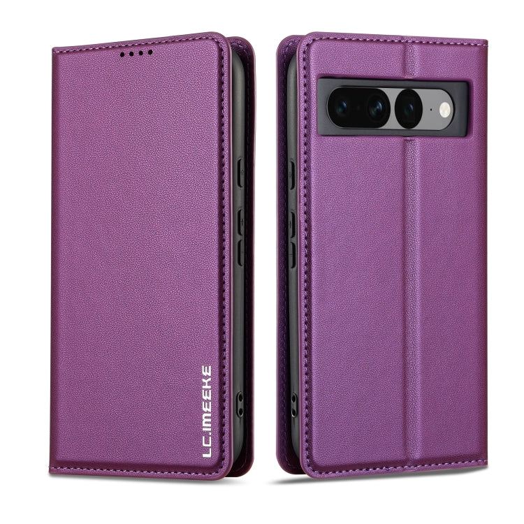 For Google Pixel 7 Pro 5G LC.IMEEKE L1 Series Frosted Fine Texture PU Phone Case(Purple) - Google Cases by LC.IMEEKE | Online Shopping UK | buy2fix