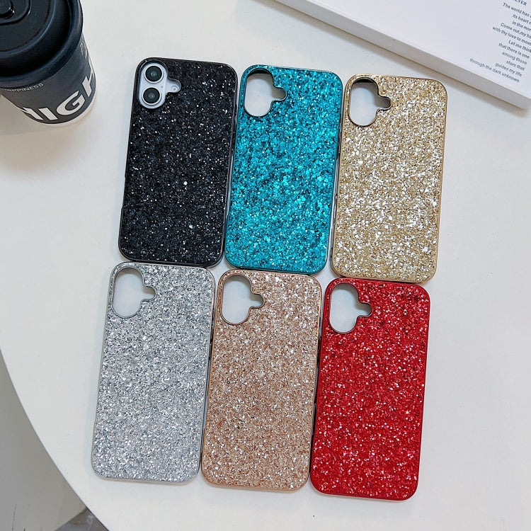 For iPhone 16 Plus Glitter Powder Shockproof TPU Phone Case(Black) - iPhone 16 Plus Cases by buy2fix | Online Shopping UK | buy2fix