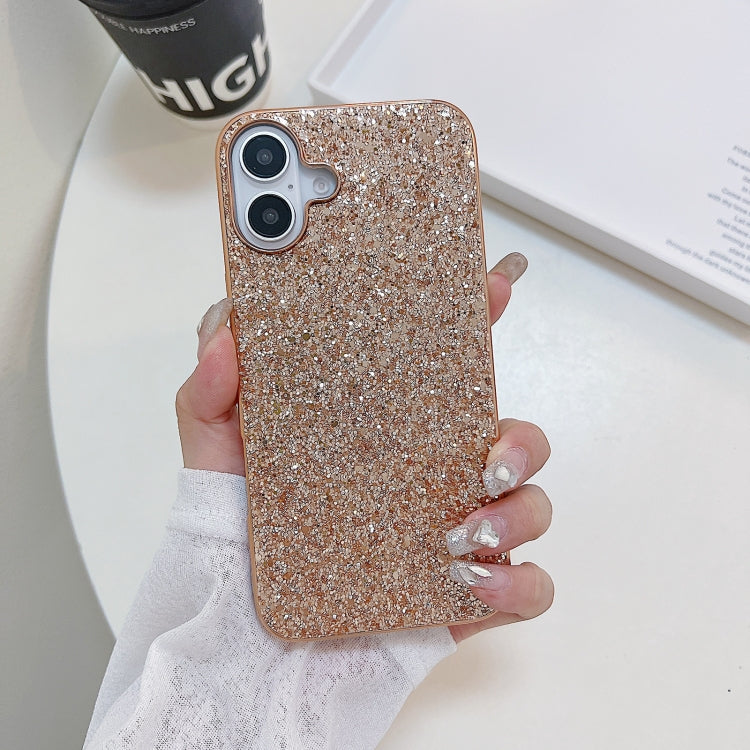 For iPhone 16 Plus Glitter Powder Shockproof TPU Phone Case(Rose Gold) - iPhone 16 Plus Cases by buy2fix | Online Shopping UK | buy2fix