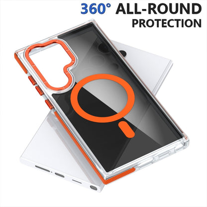 For Samsung Galaxy S24 Ultra 5G Dual-Color Transparent Black Magsafe Phone Case(Orange) - Galaxy S24 Ultra 5G Cases by buy2fix | Online Shopping UK | buy2fix