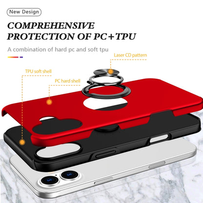 For iPhone 16 PC Hybrid TPU Magnetic Ring Holder Phone Case(Red) - iPhone 16 Cases by buy2fix | Online Shopping UK | buy2fix